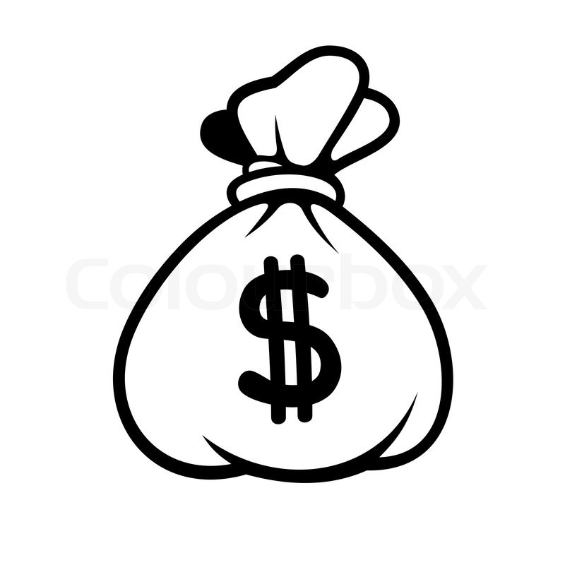 Dollar Money Icon With Bag On White Stock Vector Colourbox