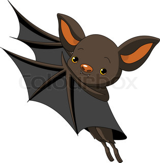 cute cartoon halloween bat presenting with his wings